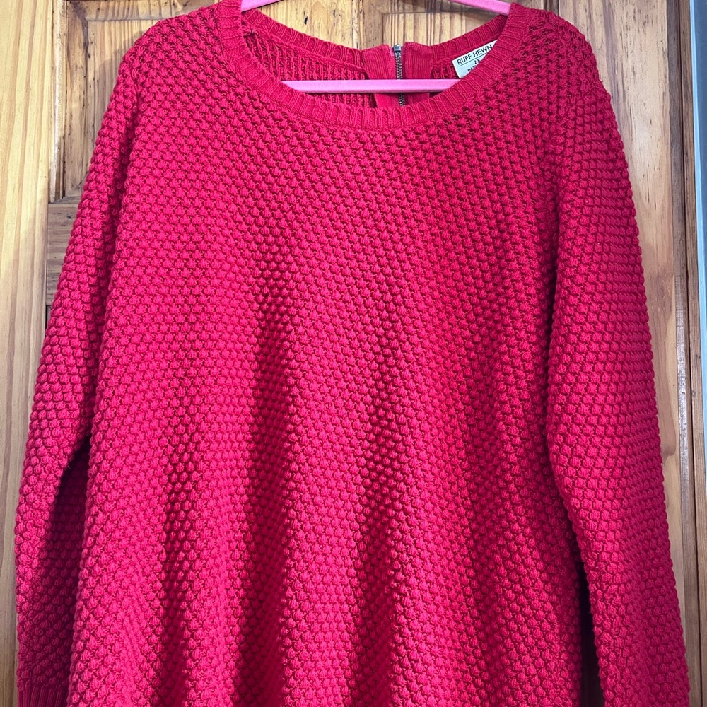 Women's Ruff Hewn Size 2x Red Sweater with zipper down the back